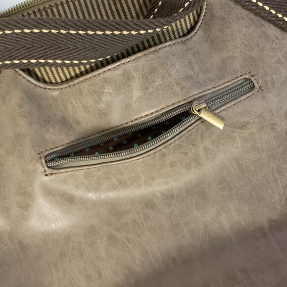 Chala Handbag Shoulder Purse Tote Bag with Elephant Charm, Stone Gray - Picture 8 of 12